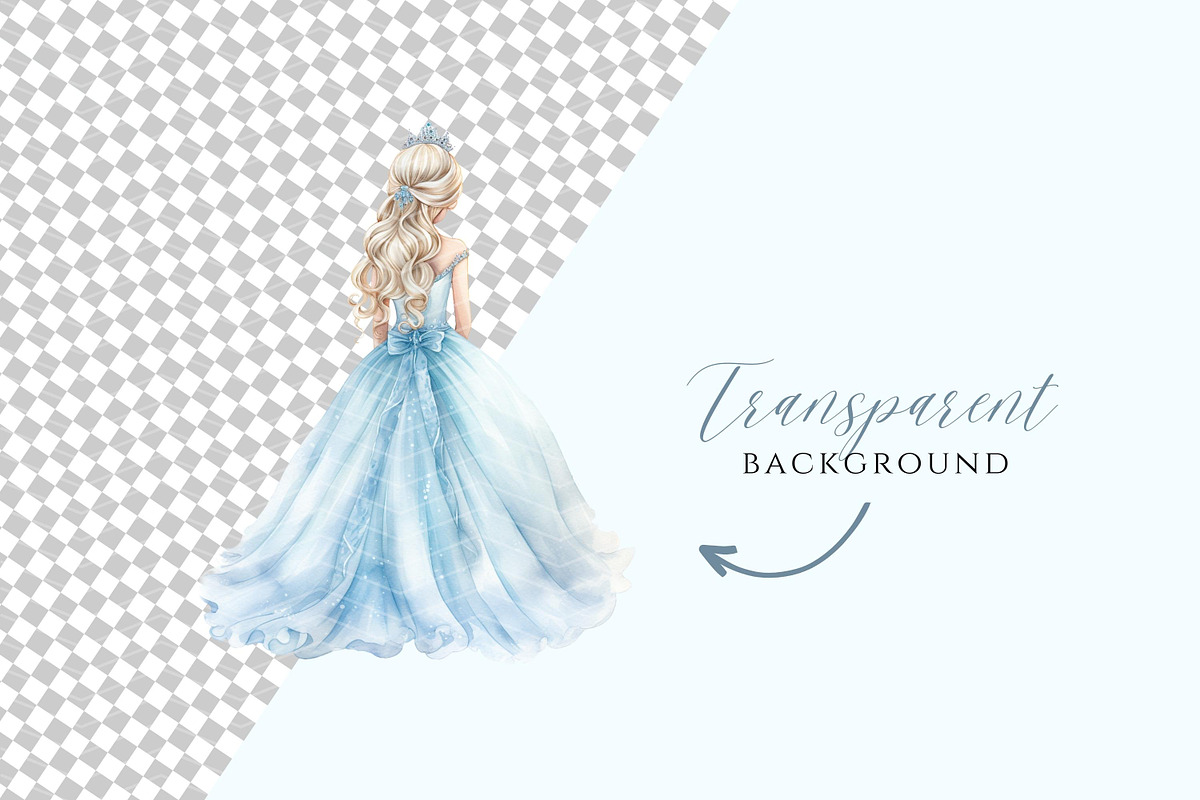 Blue Princess Clipart Set, a Person Illustration by ClipArtCharm (Photo 5 of 6)