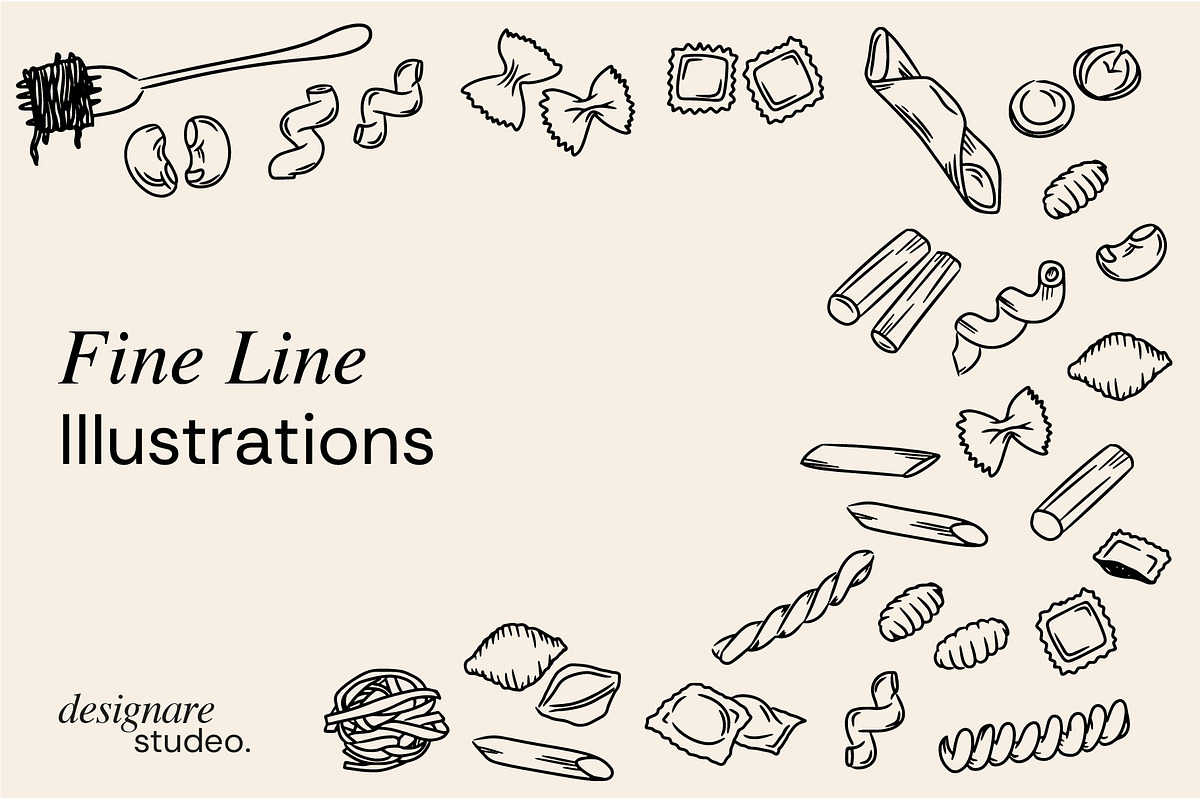 Italian Pastas Illustrations, a Decorative Illustration by ginni illustrations (Photo 4 of 6)