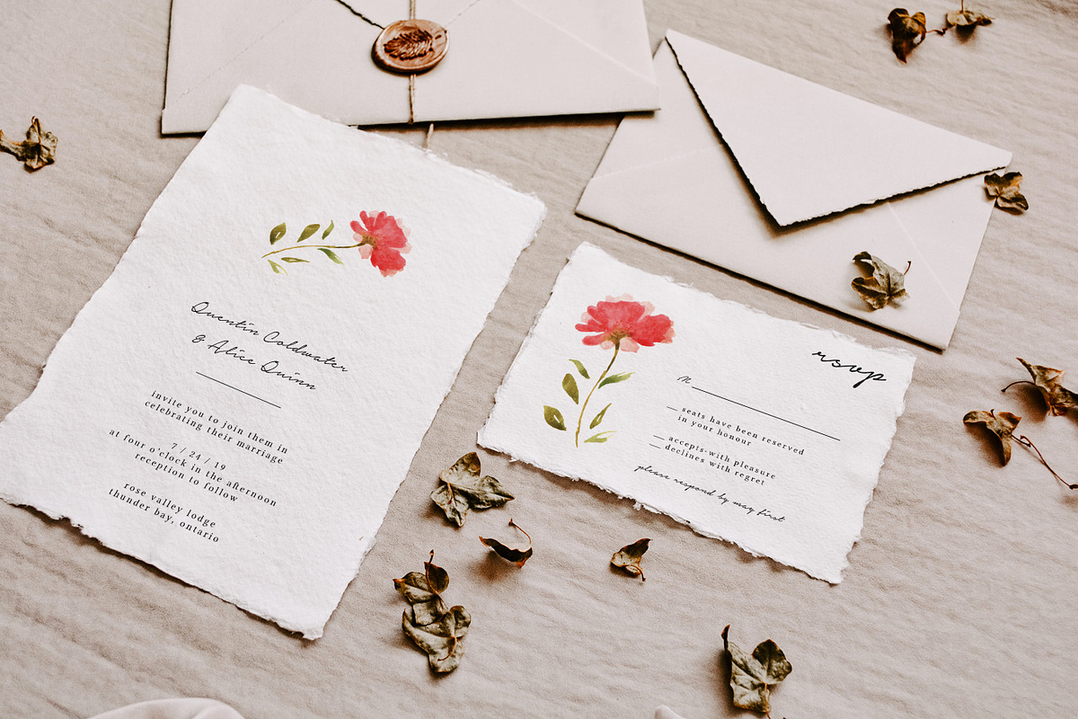 Minimalist Flower Wedding Suite, an Invitation Template by Knotted Design (Photo 1 of 5)