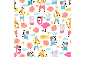 Cartoon animals seamless pattern, a Sport Illustration by Vectorbuum