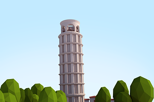 Cartoon Low Poly Pisa Tower Landmark