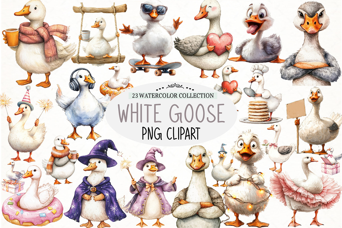 Watercolor Baby White Goose Png, an Illustration by Watercolor design (Photo 1 of 4)