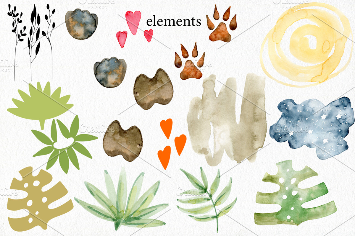 Watercolor safari clipart. Alphabet., an Animal Illustration by TaPilipa (Photo 4 of 13)