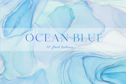 Abstract blue ink textures