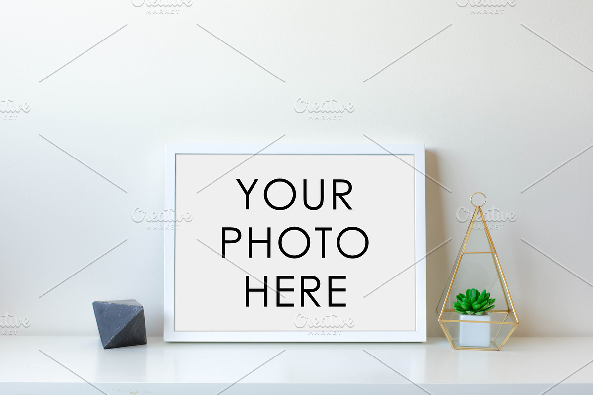 White Frame With Gem & Plant Cage, a Print Template by F R A M E D // SUPPLY CO.
