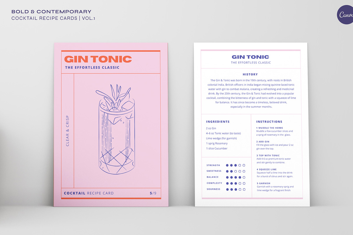 Cocktail Recipe Cards Template, a Marketing Template by Va Bene Studio (Photo 7 of 10)