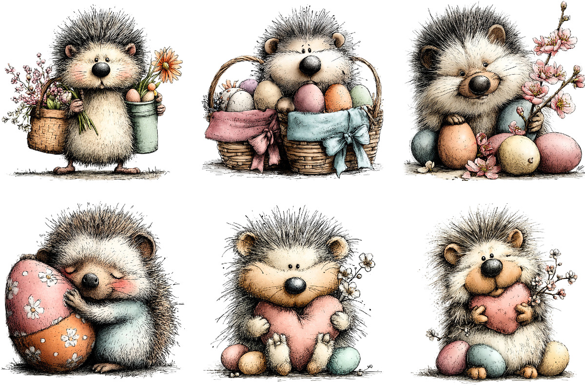 Whimsical Easter Hedgehog Clipart, an Illustration by Sublimation Artist (Photo 6 of 7)