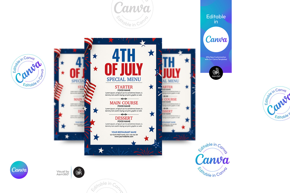 4th Of July Menu Flyer, a Flyer Template by Aam360 (Photo 2 of 3)