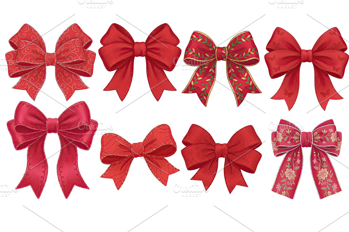 Red Textured Bows Mega Bundle, a Decorative Illustration by Stellalunarts (Photo 13 of 23)