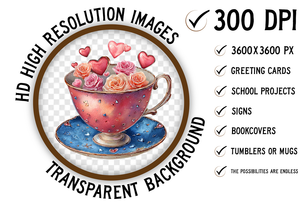 Valentines Coffee Cups Clipart, an Illustration by Craft Nest (Photo 2 of 9)