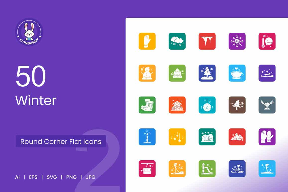 50 Winter Filled Round Corner Icons, an Icon by IconBunny (Photo 1 of 2)