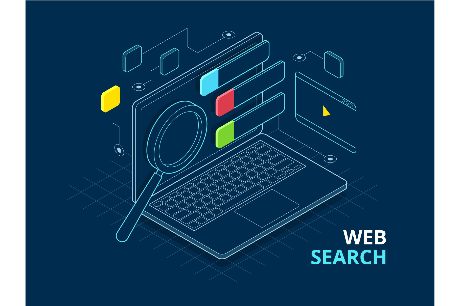 Isometric search engine result page flat vector., a Technology ...