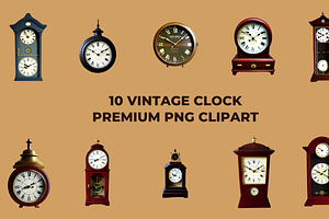 Vintage Clock Premium PNG Clipart