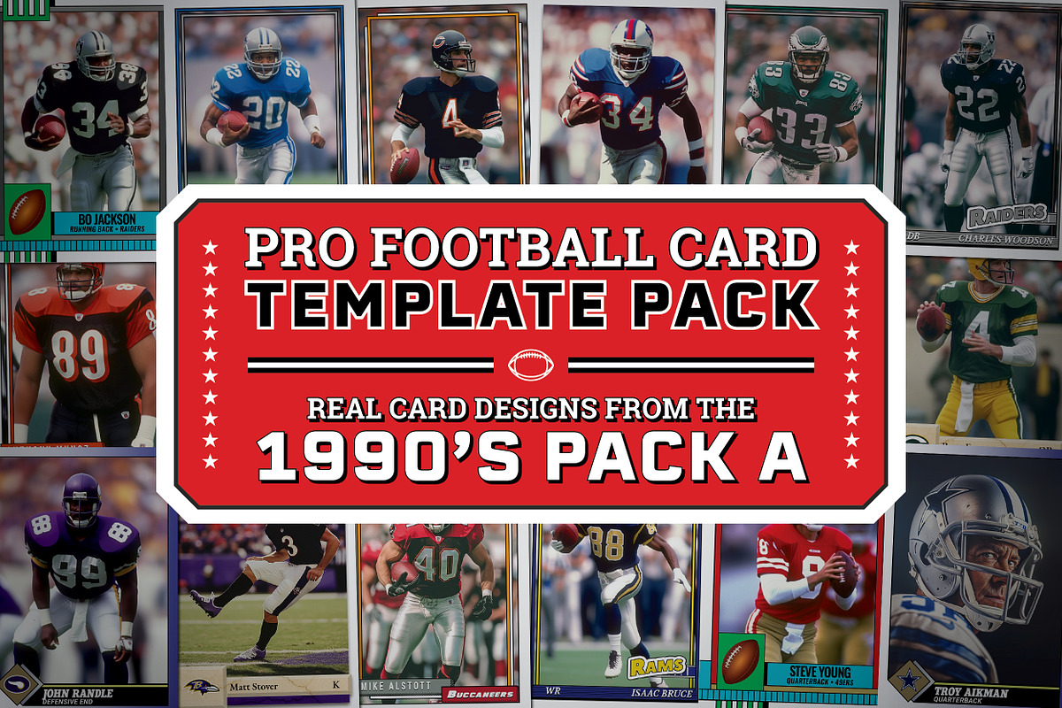 1990's Pro Football Cards PACK A, a Card Template by Chris Weibring (Photo 1 of 11)