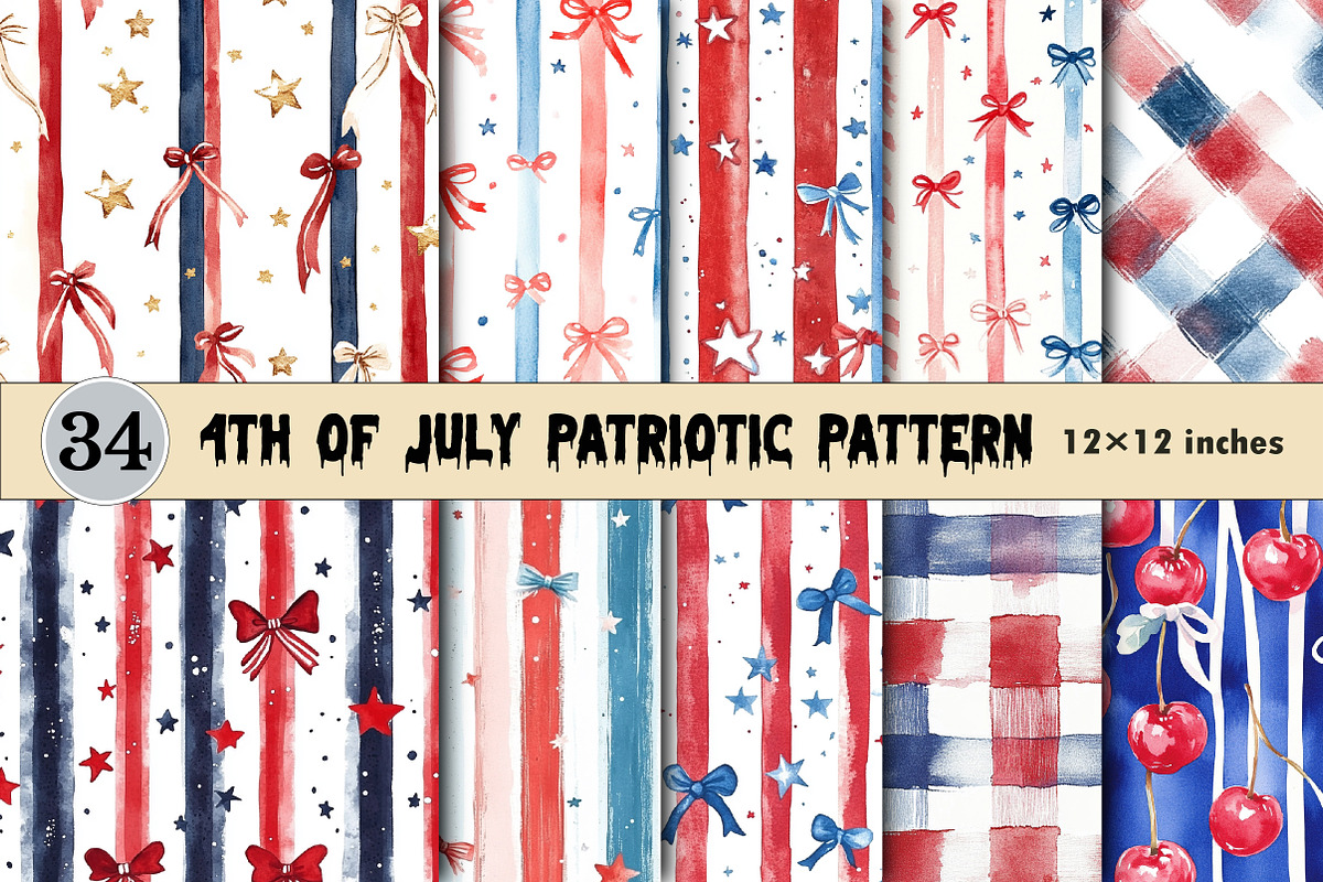 4th of July Patriotic Pattern Bundle, a Pattern Graphic by CitraGraphics (Photo 1 of 7)