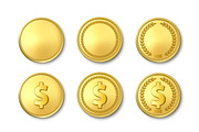 Vector Realistic Golden Coin Set., an Object Graphic by Gomolach (Thumbnail 1 of 7)
