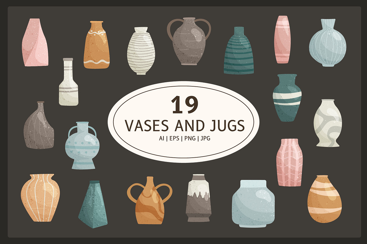 19 Vases and Jugs Illustrations, an Object Illustration by EeKayStore