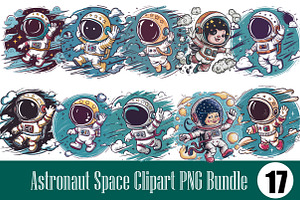 Astronaut Space Clipart PNG Bundle, an Illustration by Wow Magic