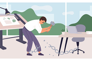 Liberation from bonds. Office, a Finance Illustration by YummyBuum