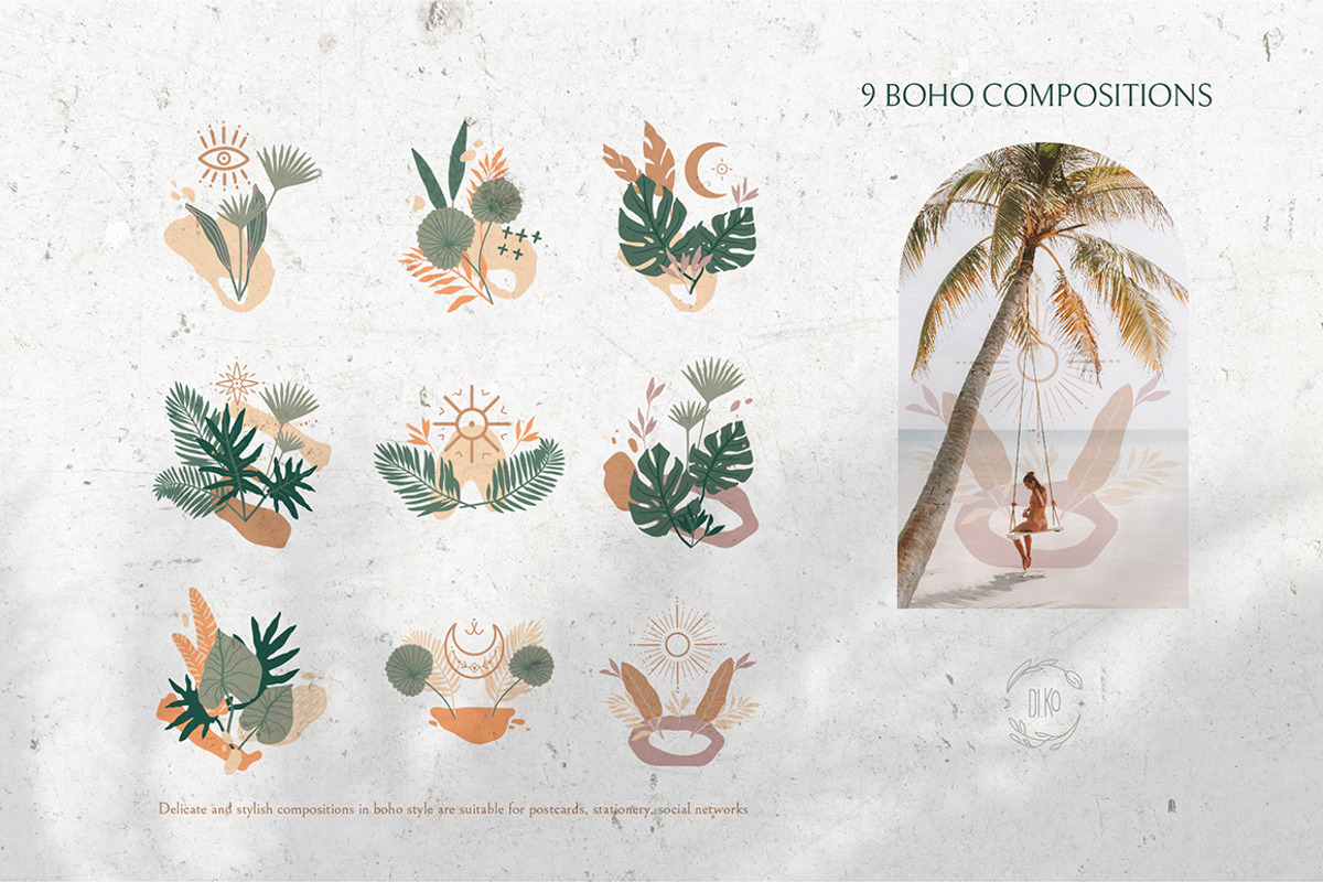 Gentle Tropics graphic kit, a Decorative Illustration by Dinkoobraz (Photo 8 of 17)