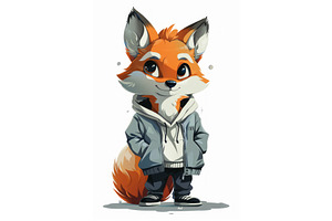 Stylish Cartoon Fox Character In