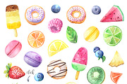 Watercolor Fruits&Desserts Set, a Decorative Illustration by LarysaZabrotskaya (Thumbnail 2 of 5)