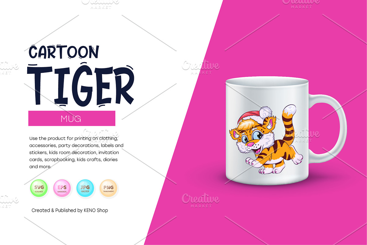Cute Cartoon Tiger., an Animal Illustration by KENO Mascots (Photo 4 of 9)
