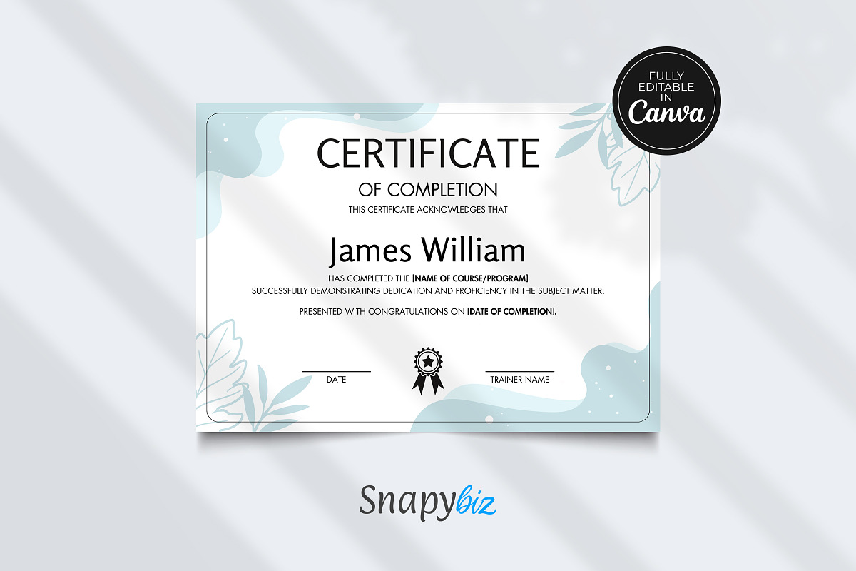 Certificate of Completion Template, a Print Template by Snapybiz (Photo 11 of 20)