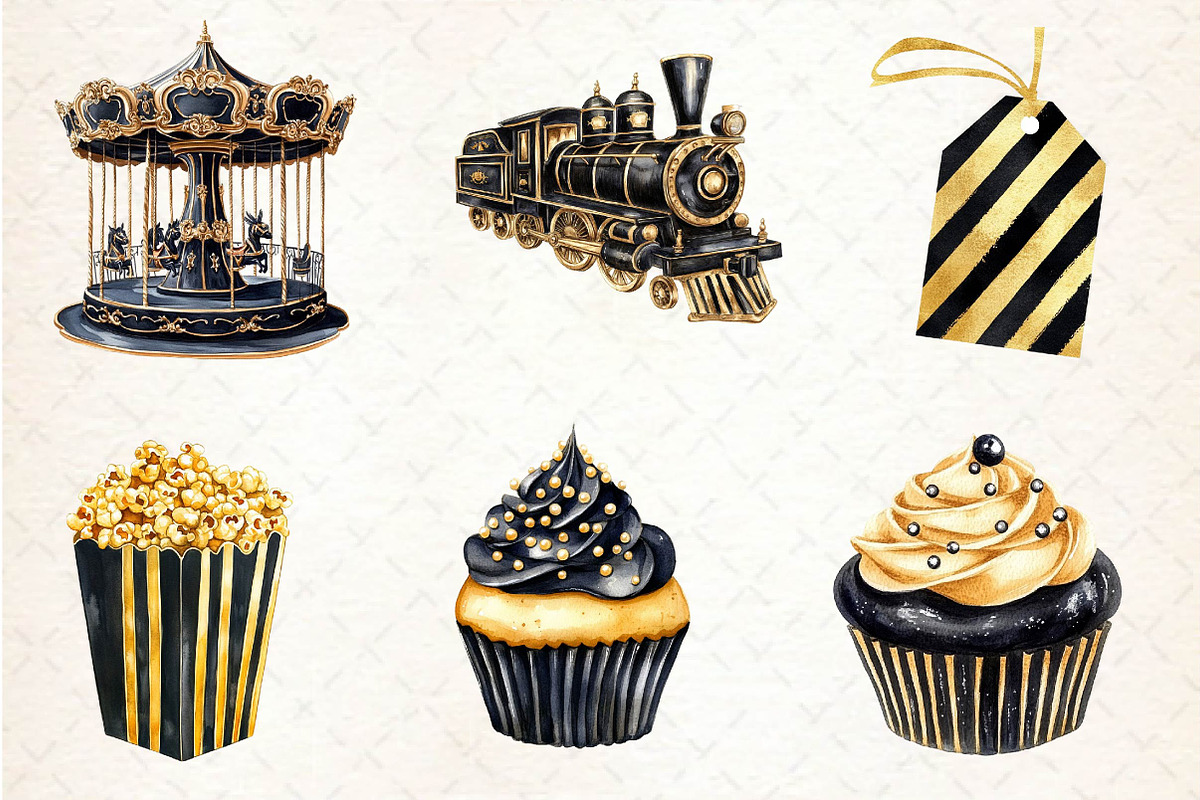 Luxury Black Kids Birthday Clipart, an Illustration by Dream Creation (Photo 2 of 6)