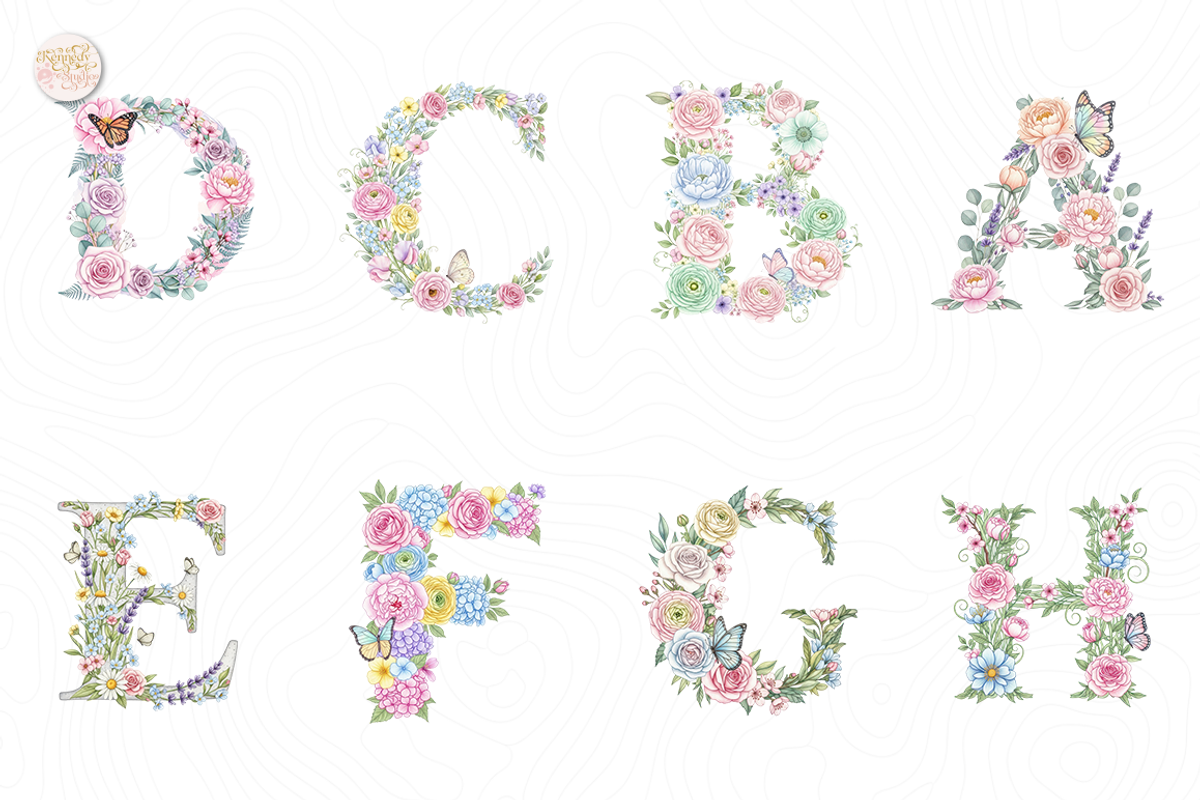 Floral Alphabet PNG, Pastel., an Illustration by KennedyStudio (Photo 2 of 5)
