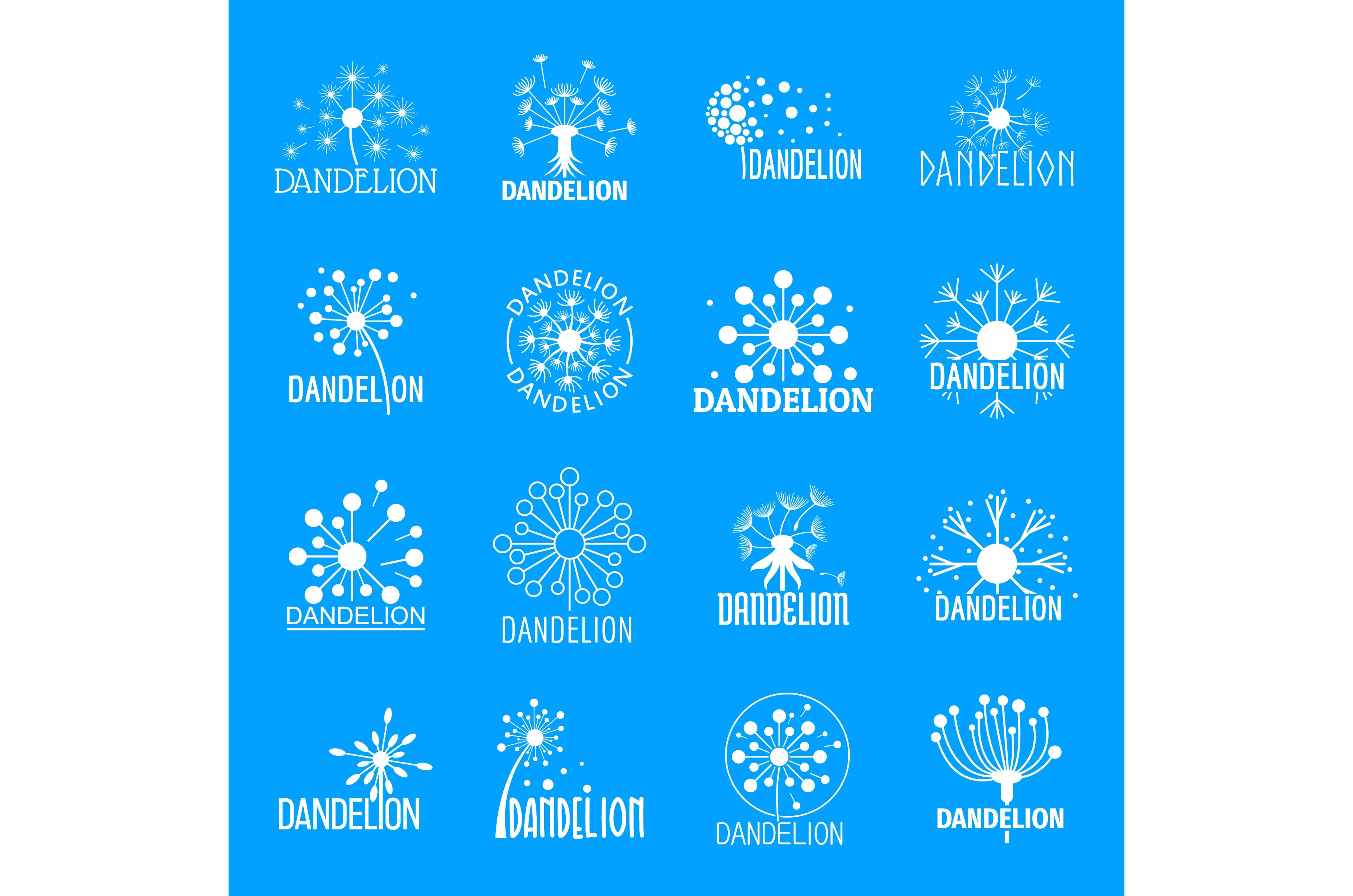 Dandelion Logo Icons Set, Simple by Ylivdesign | Creative Market