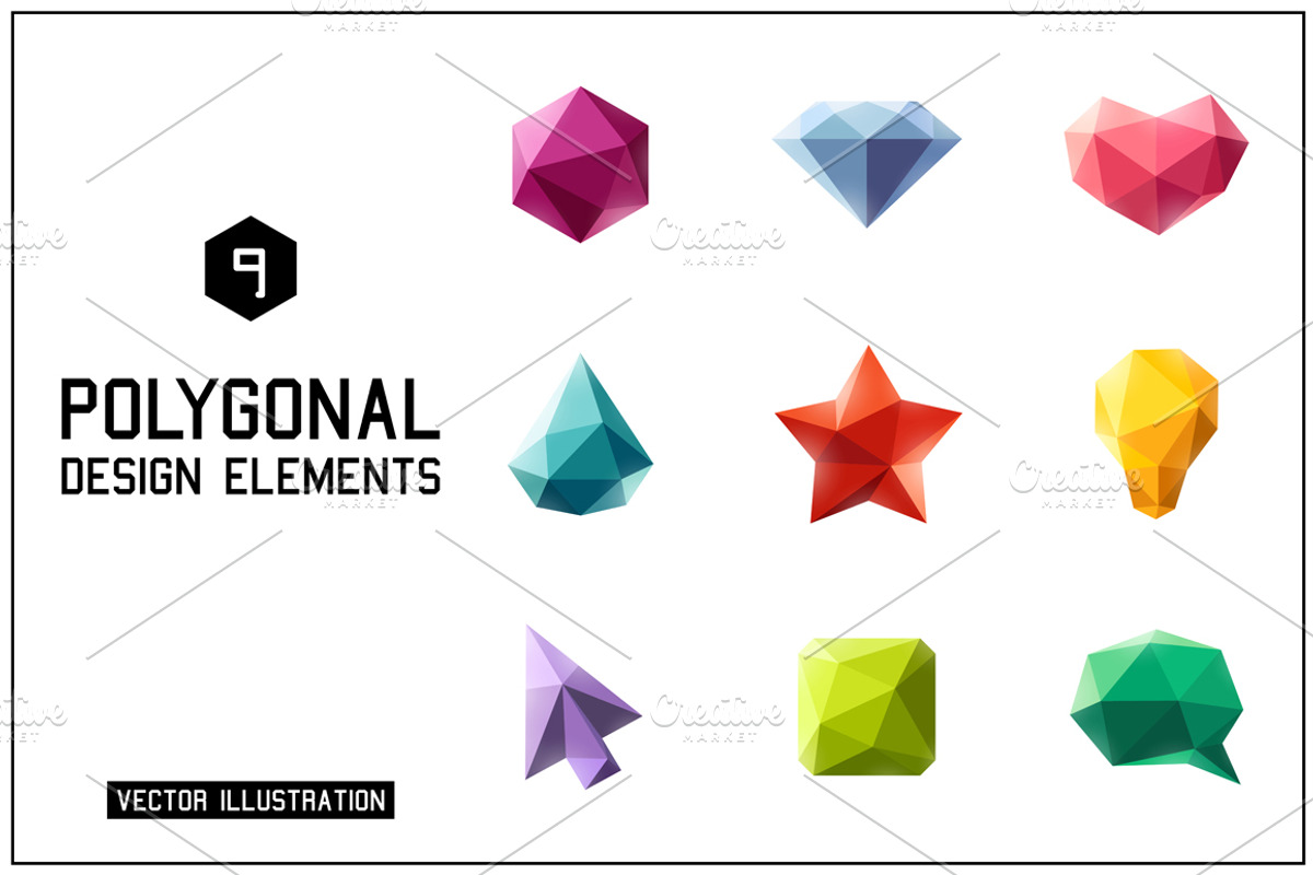 Polygonal geometric figures, a Decorative Illustration by elena_andreeva