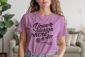 Bella Canvas 3001 Pink Mockup, a Shirt Mockup by Redmixx Design