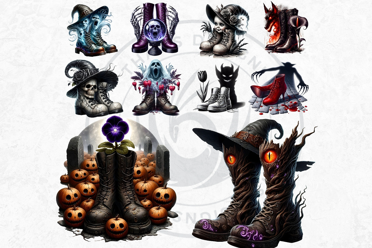 Halloween Character Boots Cliparts, a Seasonal Illustration by ThatsDesignArt (Photo 7 of 10)