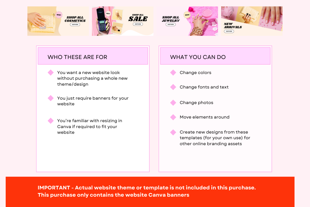 Pink Shopify Store Banner Designs, a Shopify Template by Template Twist Shop (Photo 3 of 5)