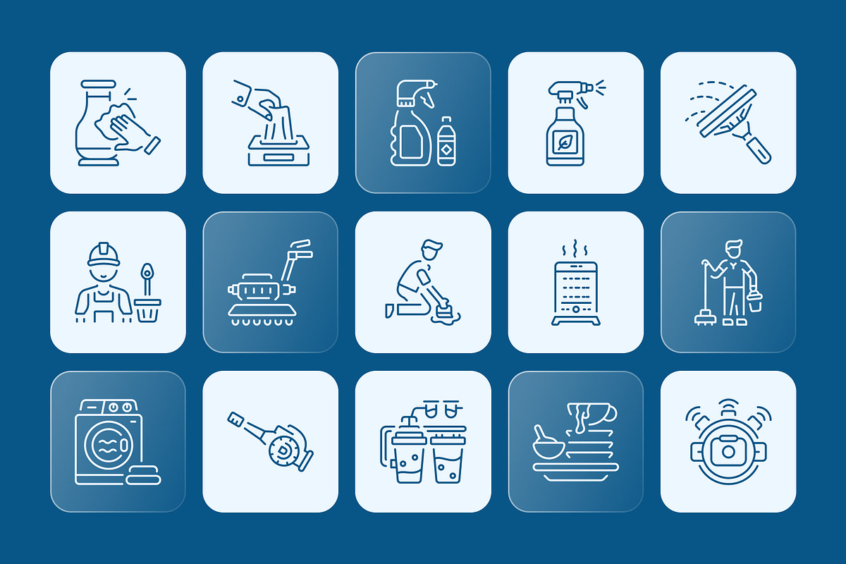 Cleaning Icon Art Set, an Outline Icon by Prosymbols (Photo 5 of 7)