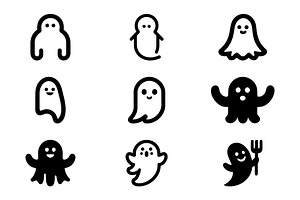 Playful Whimsical Ghost Icons, an Icon by Vectorium Studio