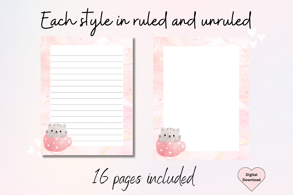 Cute Kittens Stationery Printable, a Stationery Template by Pixels N Bows (Photo 3 of 4)