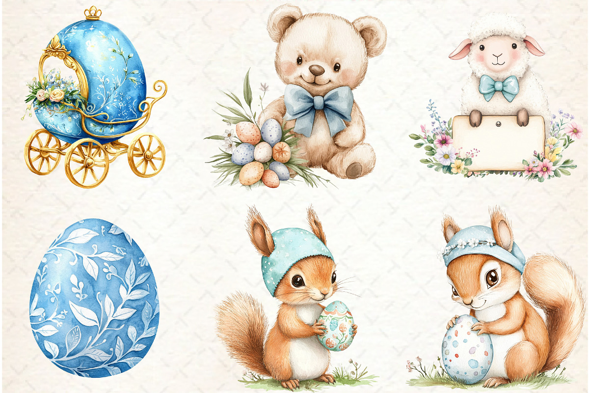 Easter Bunny Floral Clipart, an Illustration by Watercolor design (Photo 4 of 4)