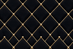 Seamless pattern black quilted fabric upholstery with golden thr, a Pattern Graphic by Studio ANNA