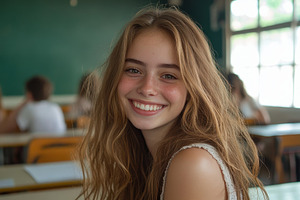 A smiling beautiful Caucasian girl, a Photo by Pavel_design
