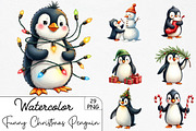 Funny Christmas Penguin Clipart, an Illustration by CrexoraLab (Thumbnail 1 of 5)