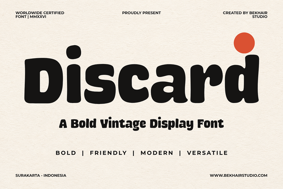 Discard – Bold Retro Display Font, a Serif Font by Bekhair Studio (Photo 1 of 17)