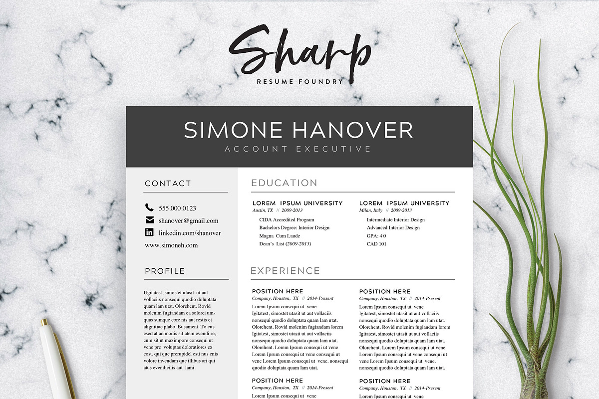 Modern Resume Template for Word, a Resume Template by SharpResumeFoundry (Photo 1 of 6)