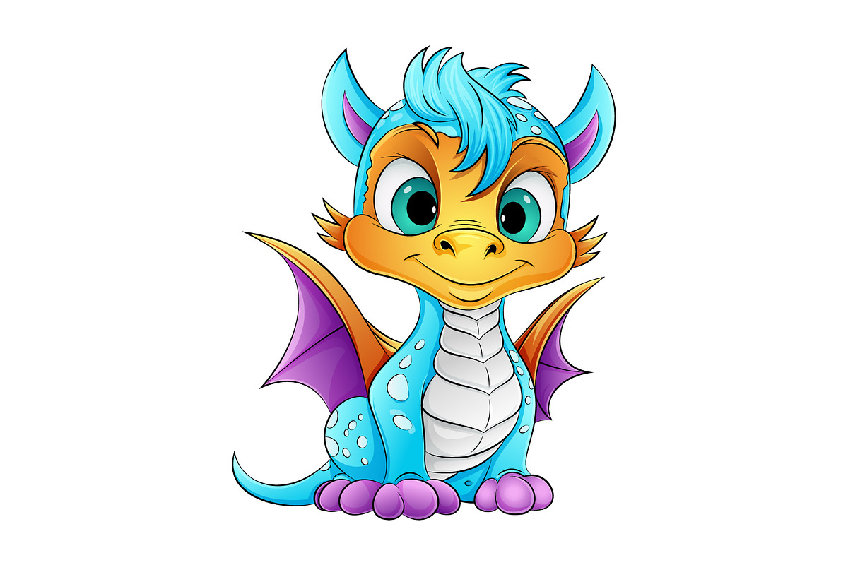 Cute Dragon Coloring Book Page, an Animal Illustration by Ghagra (Photo 3 of 6)