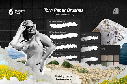 Affinity Paper Torn Paper Brushes, a Brush Add-On by brushapes.com
