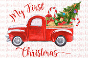 Christmas Red Truck Sublimation, an Illustration by vivastarkids (Thumbnail 1 of 7)