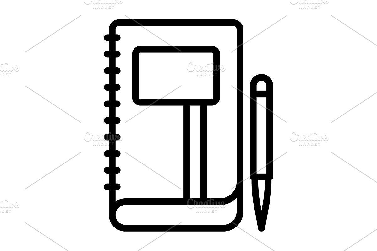 Notebook sketchbook black icon, an Outline Icon by Creative priyanka