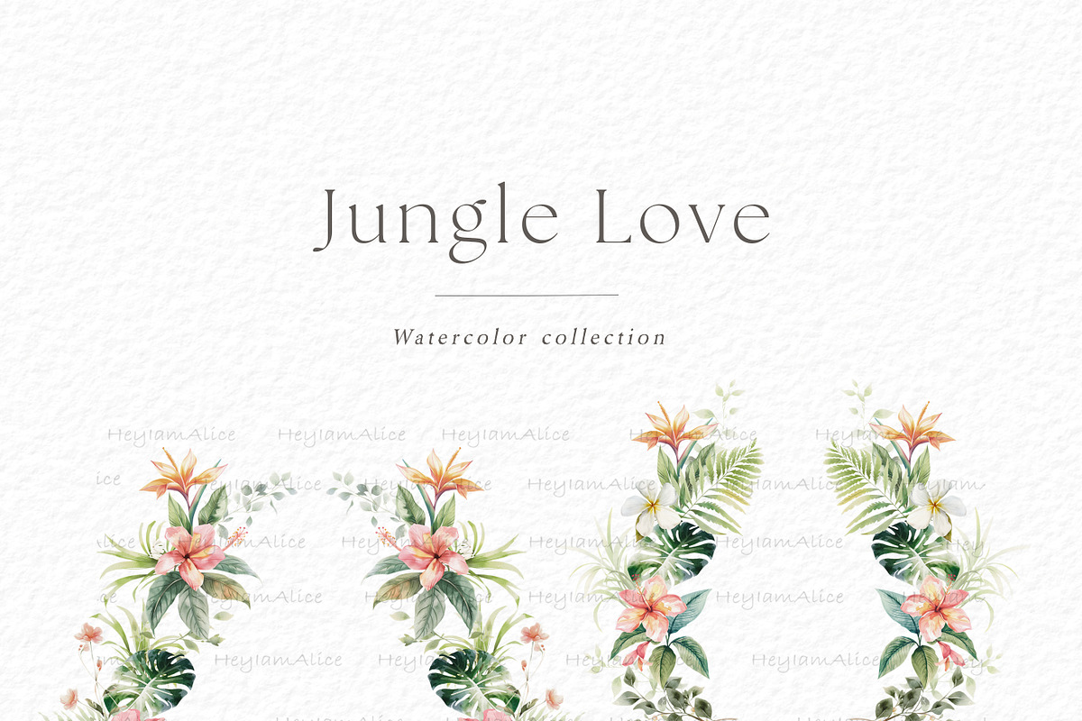 Jungle floral clipart, a Decorative Illustration by heyiamalice (Photo 4 of 10)