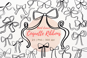 Coquette Ribbons Hand Drawn, an Illustration by RimzStudio